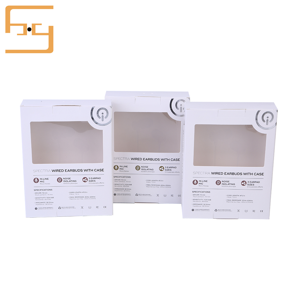 High quality Eco-friendly Earphone  paper box packaging With Plastic window 5
