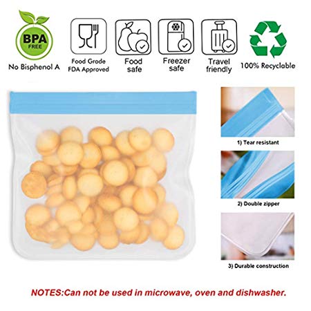 New Design Silicone Food Storage Bags Zip PEVA Food Preservation Bag Silicone Food Pouch 3