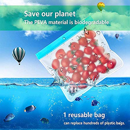 New Design Silicone Food Storage Bags Zip PEVA Food Preservation Bag Silicone Food Pouch 5