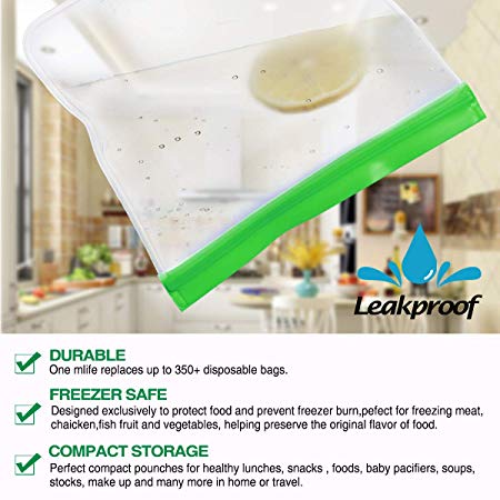 Reusable Eco Friendly PEVA Food Storage Bag BPA Free Food Bag Non Toxic Snack Lunch Bag