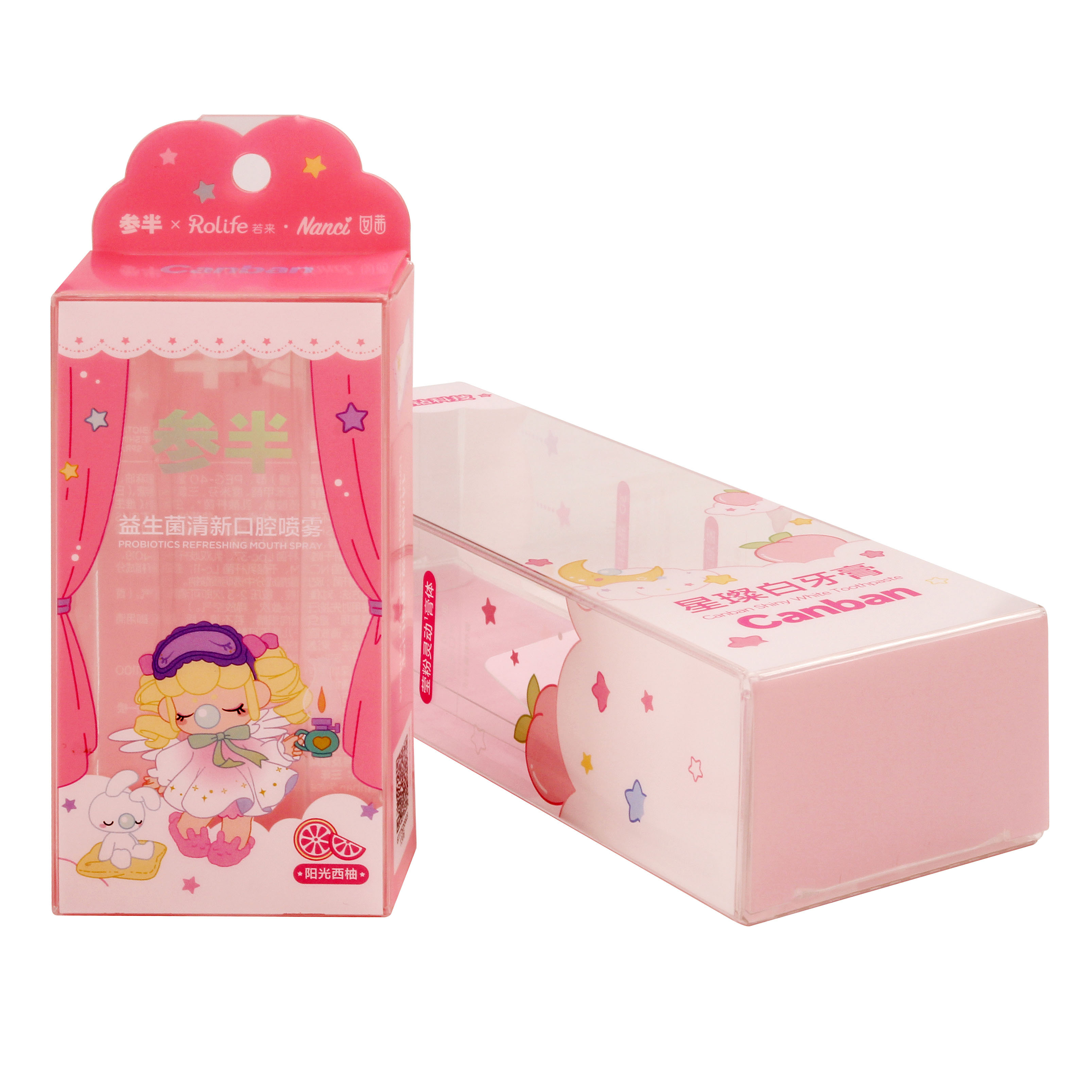 Pink Plastic Box Packaging With Hook For Small Business