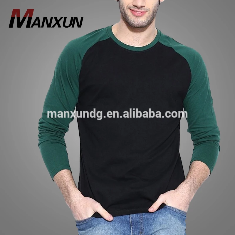 New Black Color Full Sleeves Cotton Solid T-shirt For Men's Sleeve Contrast Color Spliced Tee Blouse Womens Mens Basketball Tops