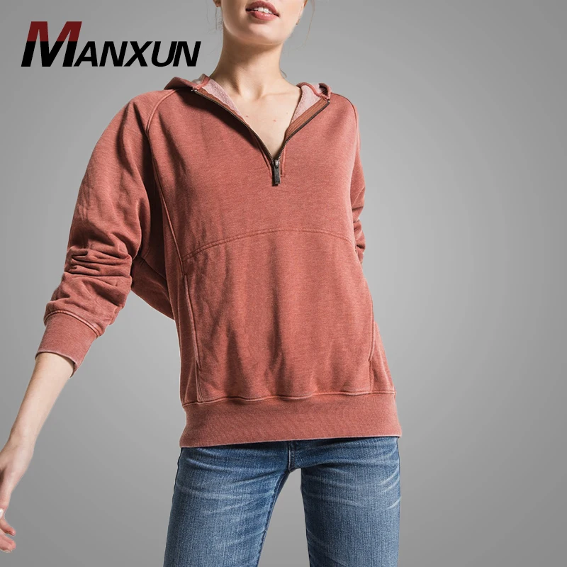Cotton Polyester Oversized  Hoodie with Hood for Women Zip Casual Custom Pullover