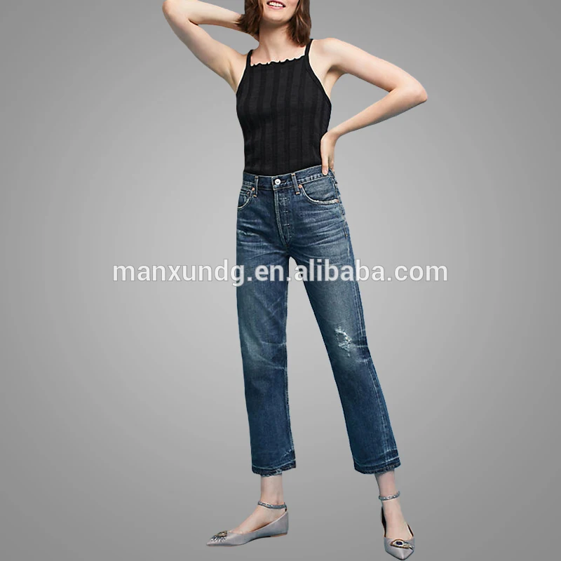 2018 New Model Women High Waisted Jeans Pants Five Pocket Styling Cropped Ladies Pants
