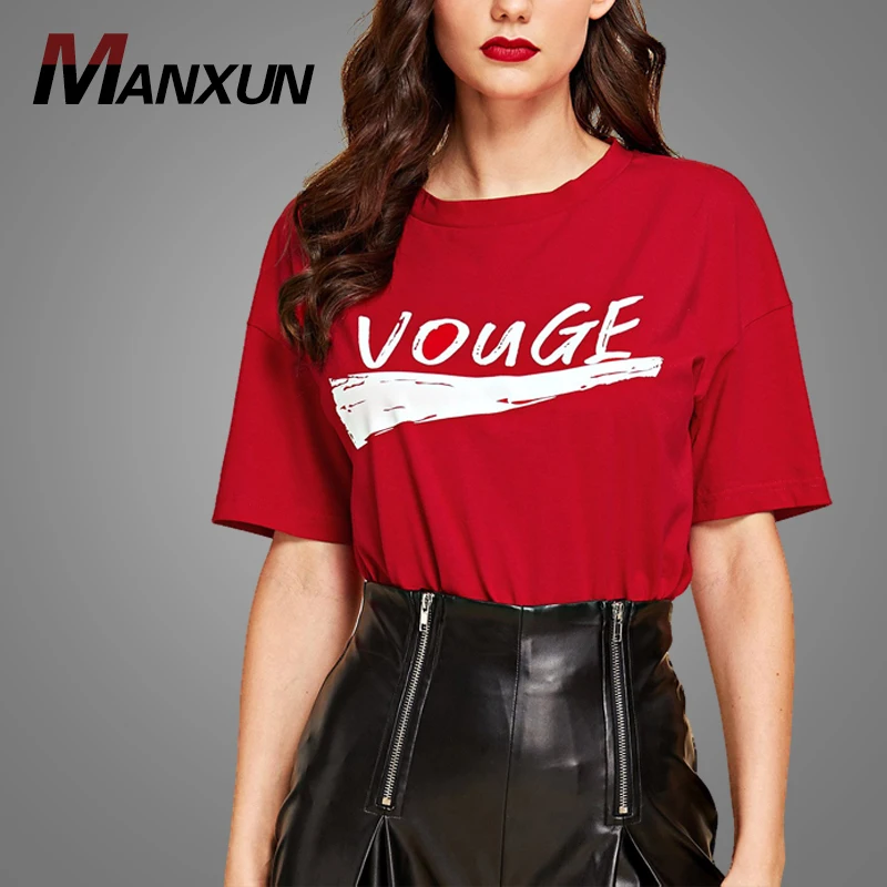Wholesale China Designer Red Slim Fit Fitness Women T Shirt Wholesale China Lady T-shirt