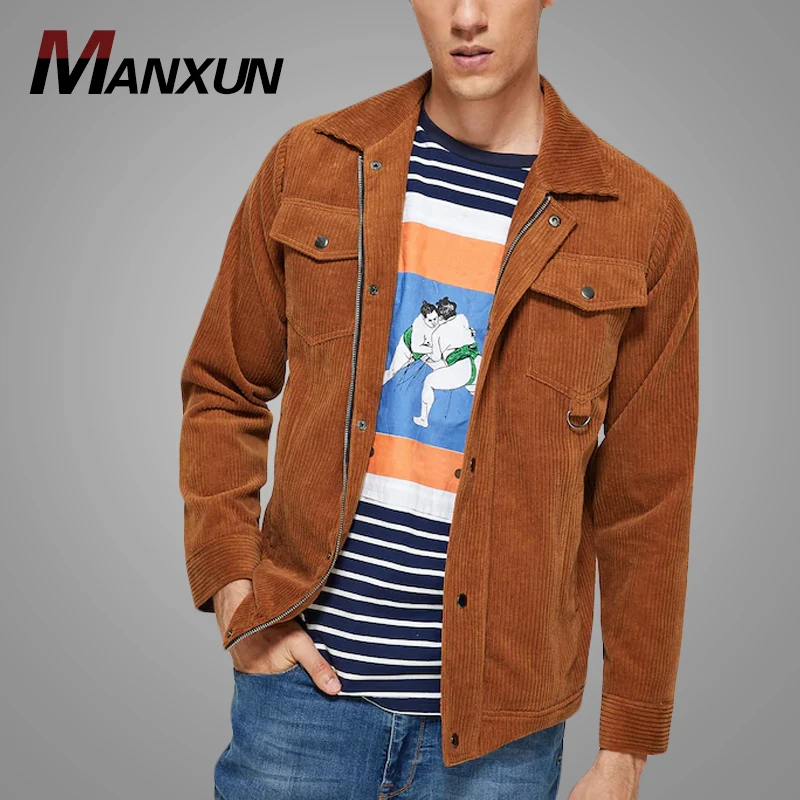 Latest Design Men Button And Zip Up Pocket Patched Jacket Custom Autumn Man Jacket Hot Sell