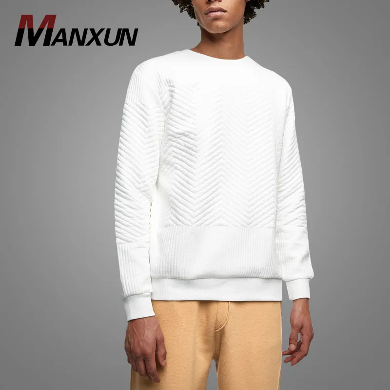 Custom Crewneck Blank Sweatshirt Plain Quilted Sweater No Hood Ribbed Trims Mens Clothes