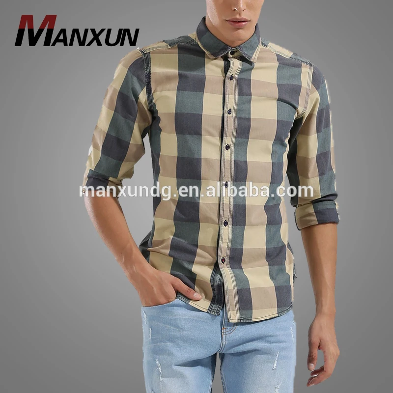 New Hot Sale Mens Check Plaid Shirt In Plus Size 100 % Cotton Slim Fit Long Sleeve Casual Shirt For Men 2018
