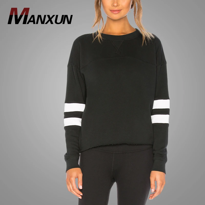 Custom 100% Cotton Raw Cut Bottom Hem Vintage Sweatshirt Woman Sweatshirt Pullover Autumn 2018