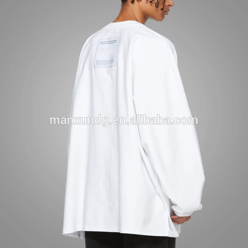 Custom White Blank Oversized Sweatshirt Rib Knit Long Sleeve T Shirt For Men 2018 5
