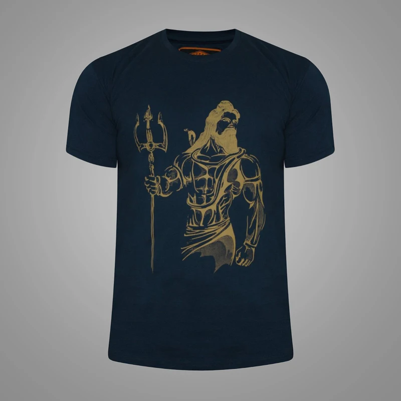 China Fashion Fable God Printing Summer Mens T-shirt Short Sleeve Navy Round Neck T-shirt Men 3