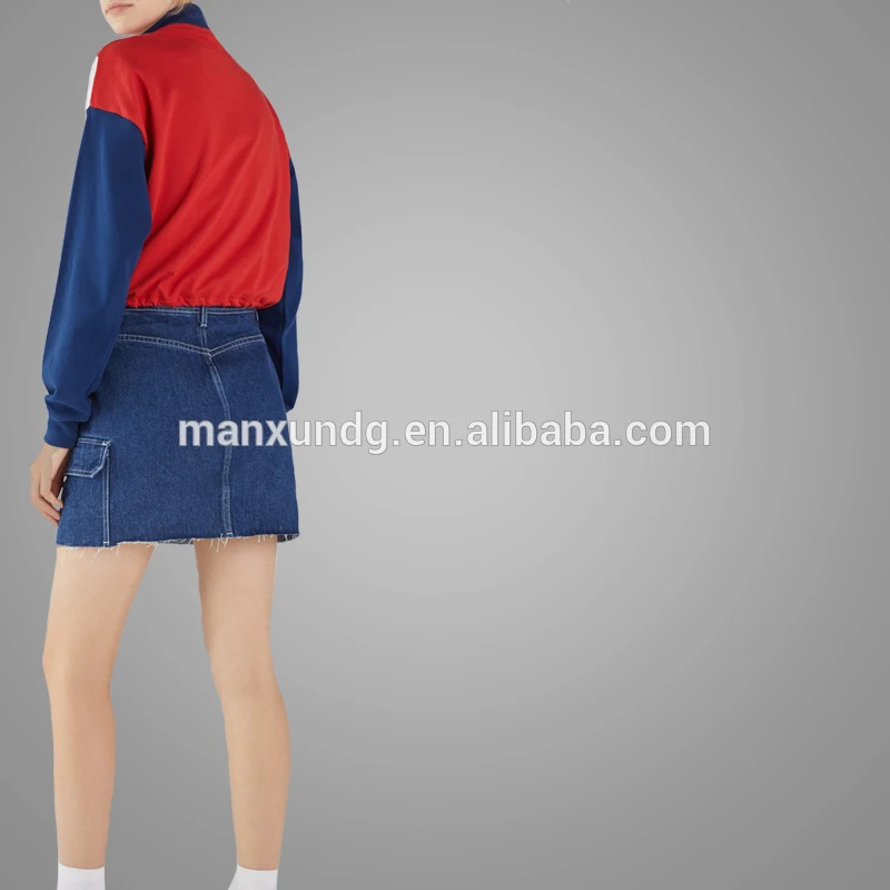 Wholesale Online Women Clothing Stand Collar Sweatshirt New Fashion Elastic Waist Design Blouse Sport Tops 7