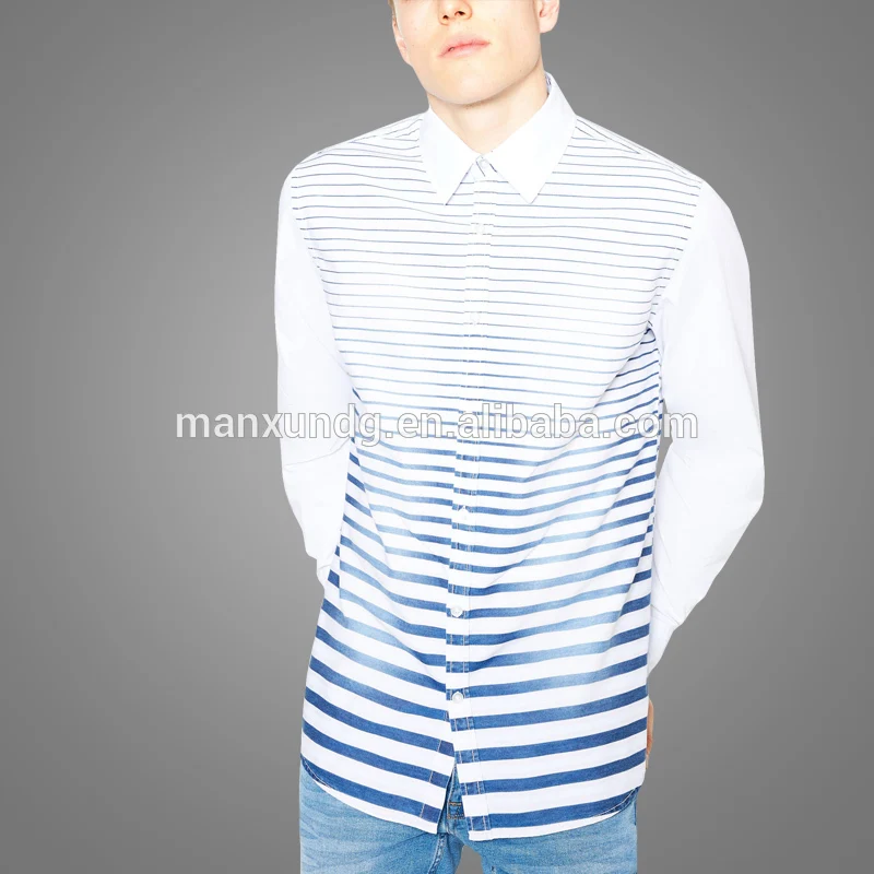 latest shirt designs for men striped cotton casual shirt 2017