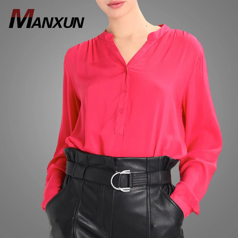 Hot Selling High Quality Women Fancy Long Sleeve Blouses Customize Chiffon Blouse For Office