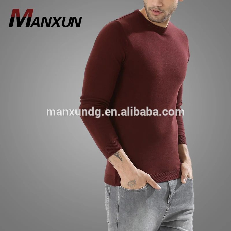 High Quality Cheap Crew Neck Mens Knitted Casual Black Sweater Slim Fitted Pullover Sweater 2018