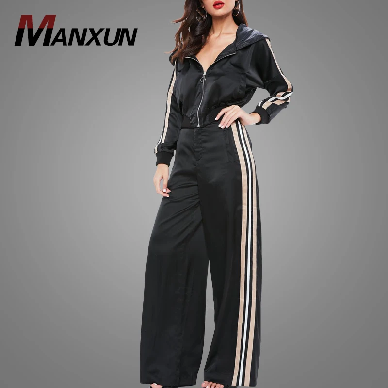 2018 Wholesale Bulk Ladies Sport Tracksuit Latest Fashion Front Zip Tops Width Pants Soft Casual  Sweattrack Online