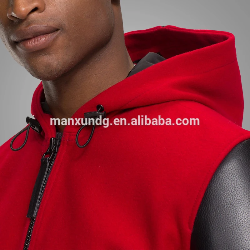 New Arrival Leather Hooded Varsity Men's Jacket Custom Full Zipper Fashion Men Jackets China Wholesale Clothing 3