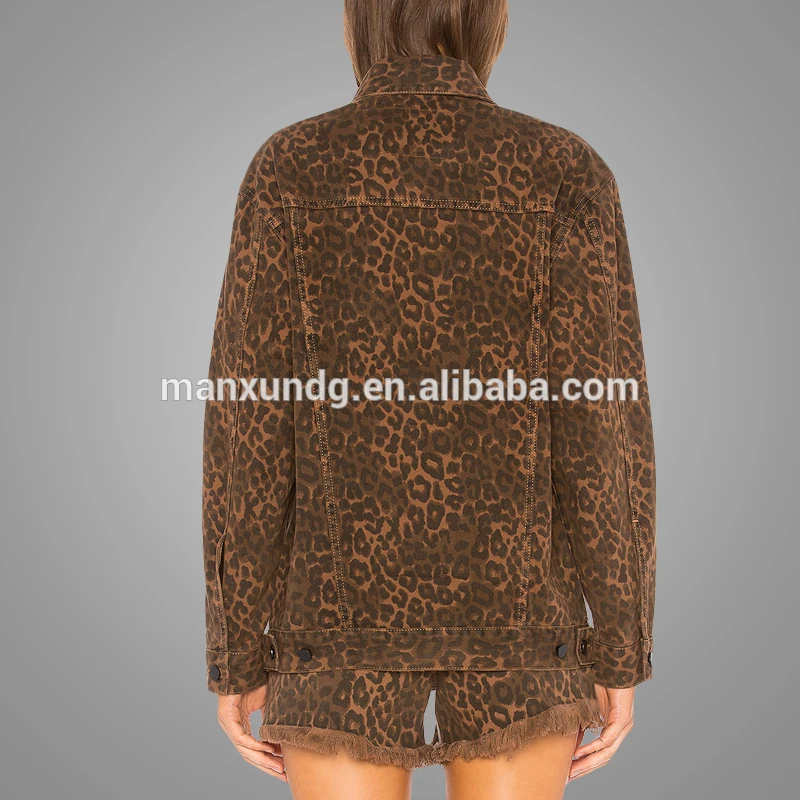 Wholesale High Quality 100% Cotton Fashion Leopard Print Denim Jacket Custom Womens Jackets & Coats 2018 5