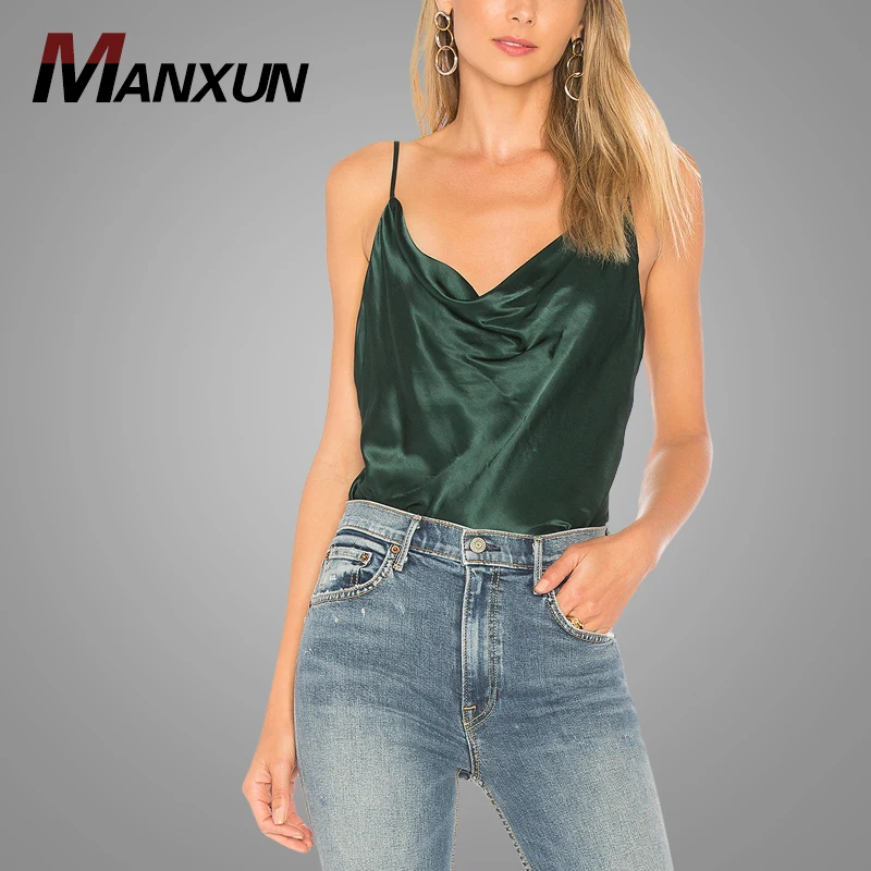 Latest Custom Seductive Draped Neckline Crop Top Sey Women Satin Top Womens Tops Blouses 2018