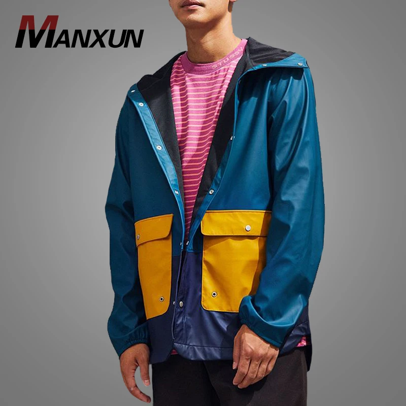 Wholesale Fashion Clothing Mens Outdoor Blank Windproof Jackets Customize Plus Size Colorblock  Sports Jacket For Man