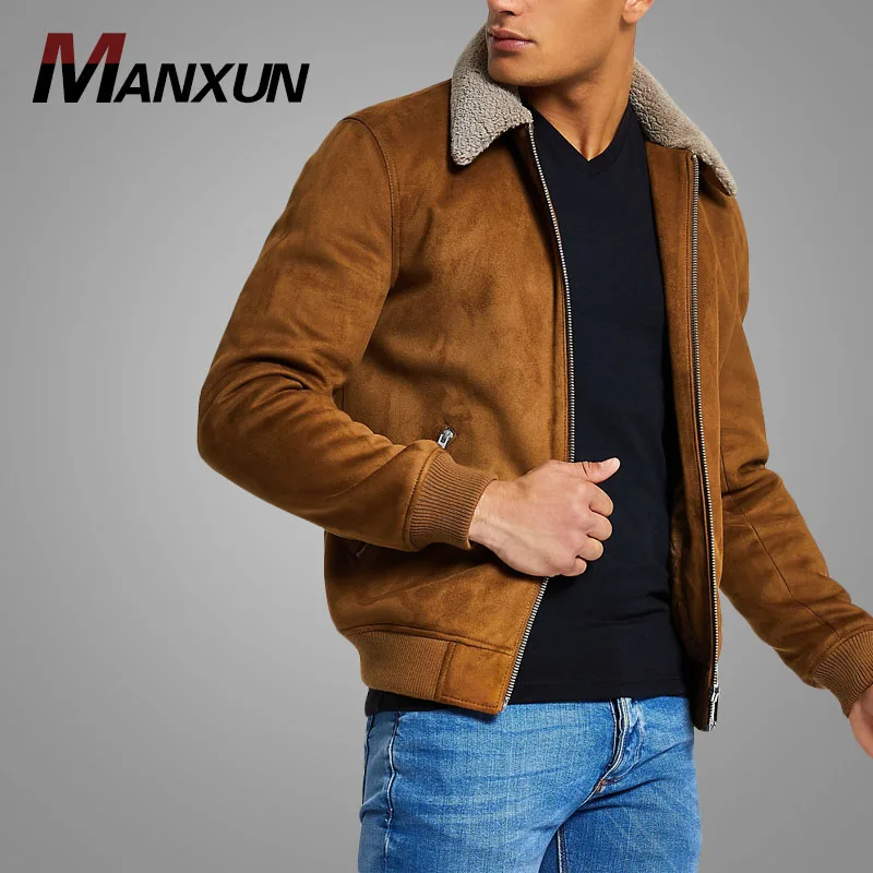 Hot Sell Wholesale Fashion Men Faux Suede Fleece Collar Jackets Custom Jackette For Men High Quality Clothing