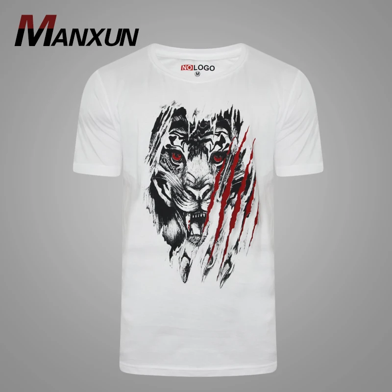 Wholesale Sublimation Digital Printing Short Sleeve White Polyester T-shirt for Men