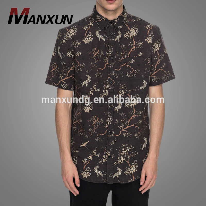 2017 New Design Shirts Casual Short Sleeve All Over Printing Hawaiian Shirt For Men