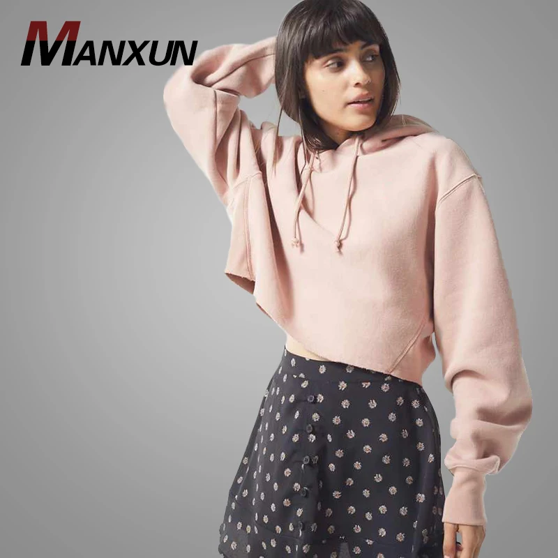Cheap Women Casual Custom Crop Hoodie Pink Cute Oversize Cotton Hoodie for Women