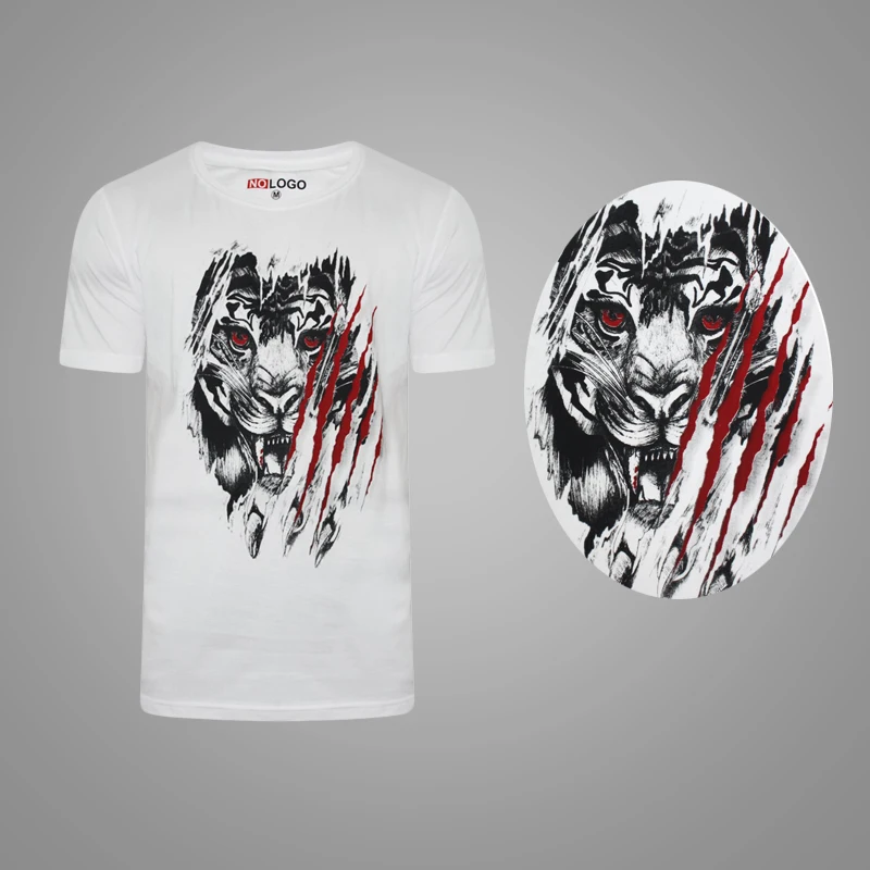 Wholesale Sublimation Digital Printing Short Sleeve White Polyester T-shirt for Men 3
