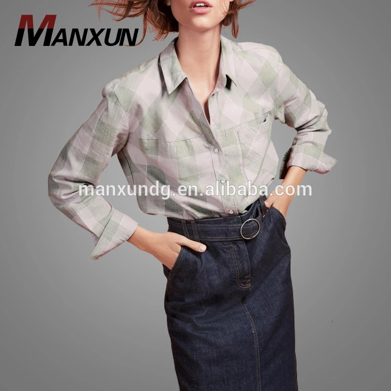 China Supplier Custom Check Dress Shirt Women Formal Shirts And Pants Combination