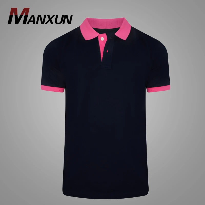 2019 New Style 100% Cotton Short Sleeve Custom Logo Navy Pink Polo T-shirt for Women