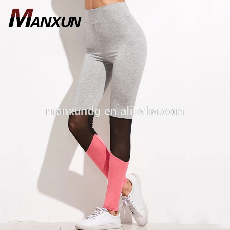 Dongguan City Custom Womens Plain Cotton Leggings Mesh Gym Wear High Waist Yoga Pants