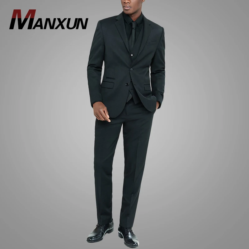 New Arrival Black Slim Fit Mens Suits Set with Vest Business Formal Men Suits 3 Pieces