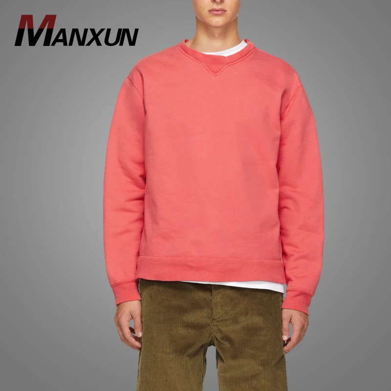 High Quality Rose Pink Sweatshirt Crew Neck Blank Pullover French Terry Cool Sweatshirt For Men