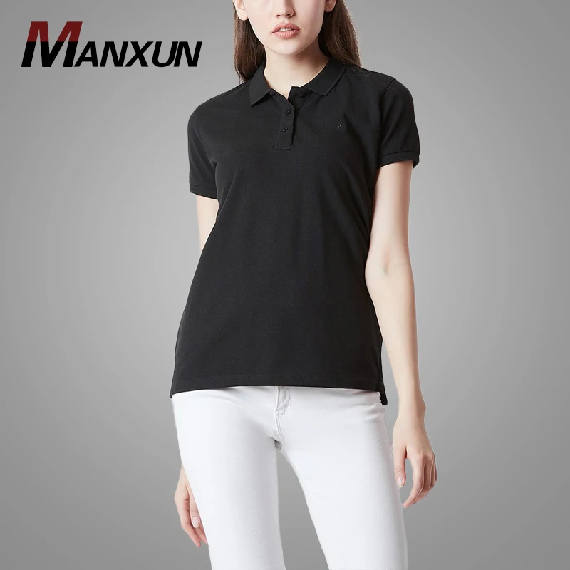 High Quality 100% Cotton Custom Logo Solid Color Blank Women Polo T-Shirts Wholesale