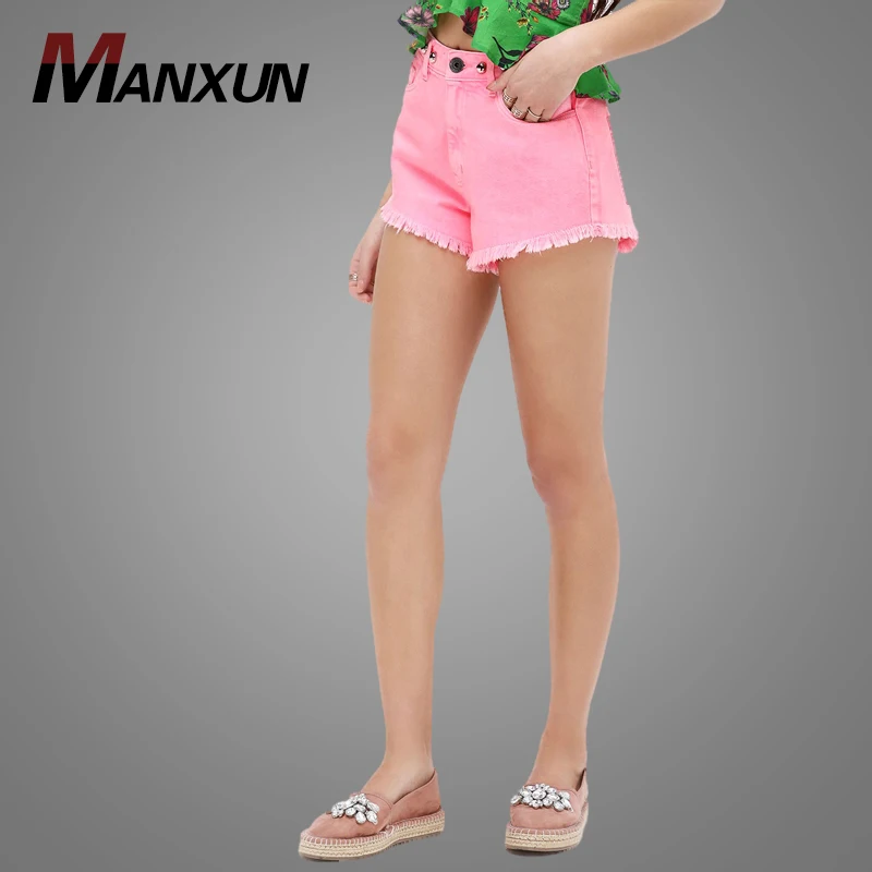 New Arrival Mini length Slim fit Denim Ladies Shorts Pants Pink Mini Shorts Pants 2018