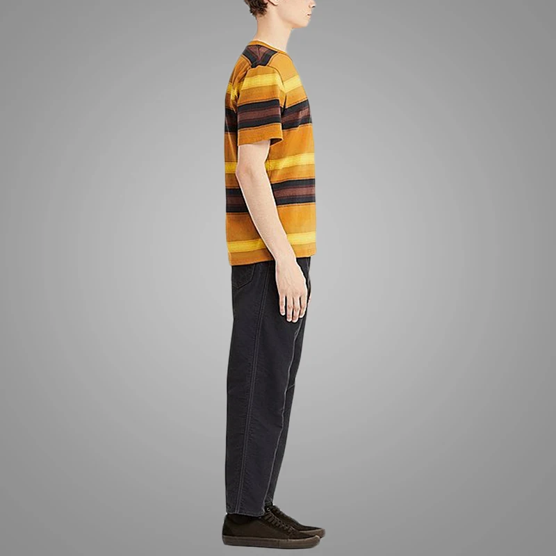 Hot Sell Men Striped Short Sleeve T-shirt O-neck Cotton Casual Boys T-shirt 3