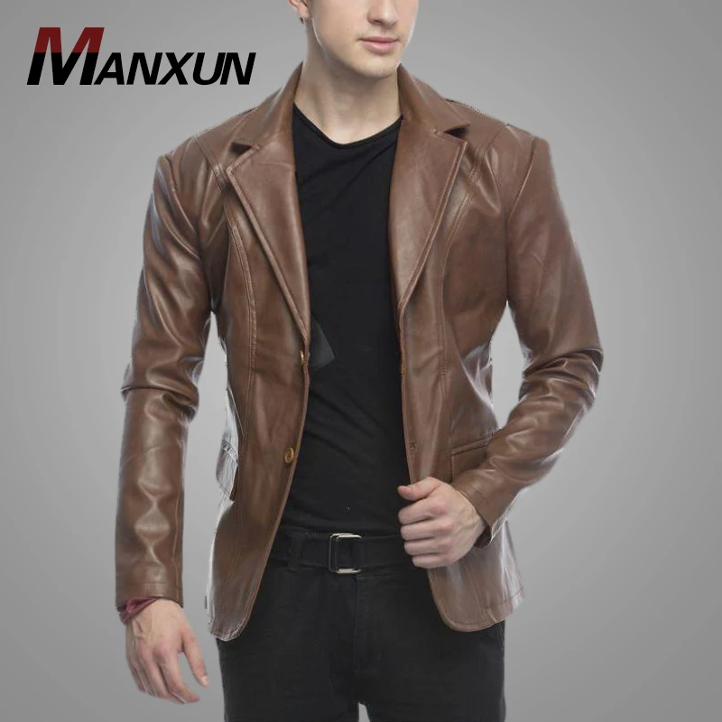 Hot Sell Autumn Casual Waterproof Leather Jacket for Men Brown Cool Life Jacket Mens