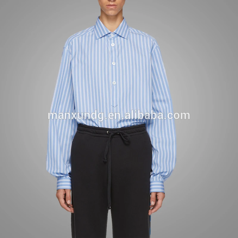 Custom Design Blue Striped Mens Dress Shirt Button Uniform Dress Shirt
