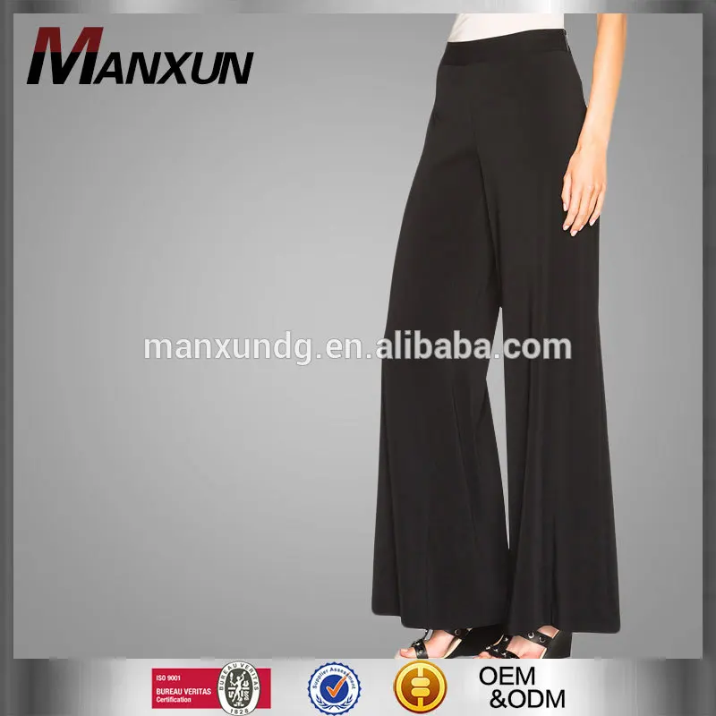 New Latest Muslim Design High Waist Pants Palazzo Trousers Wide Leg Pants Plus Size Black Trousers