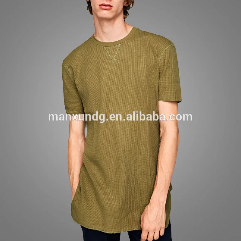 Waffle Knit Mens T shirts Organic Tshirt 100% Cotton Short Sleeves Tee Clothes