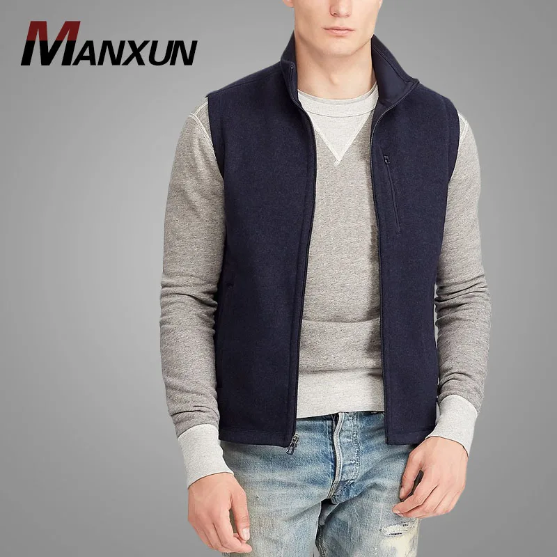 Hot Sell Fashion Men Fleece Full-Zip Sweater Vest Custom Winter Mock Neck Vest Outdoor Mens Waistcoat 2018