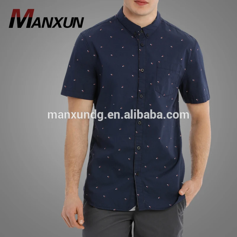 2018 Latest New Model Shirts Short Sleeve Pattern Printing Dress Shirts For Men