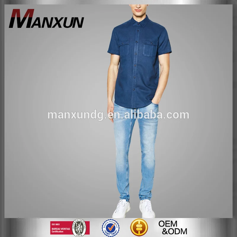 Linen slim-fit stylish casual shirt men uniform shirt short sleeves button placket shirt