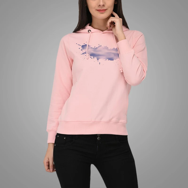 2019 BF Style Slim Fit Custom Printing Light Pink Autumn Casual Womens Cotton Hoodies Sweatshirts