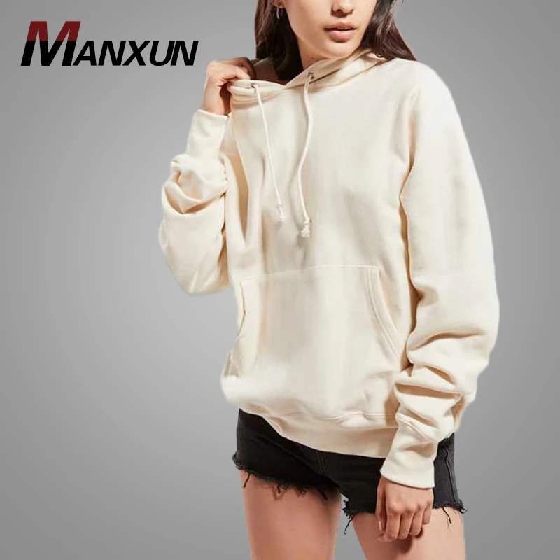 Newest Blank of White Cotton Hoodies for Women Oversized Hoodie Sweatshirt Pullover Custom Printing