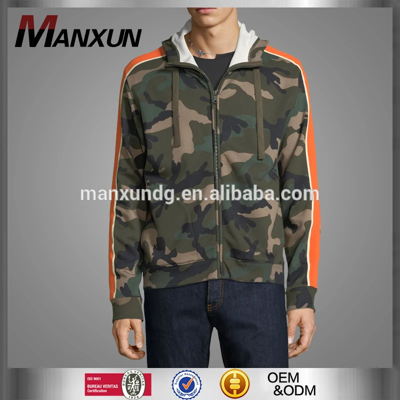 Chinese Clothing Manufacturers New Arrival Men Zip Up Camo Flleece Hoodie Jacket