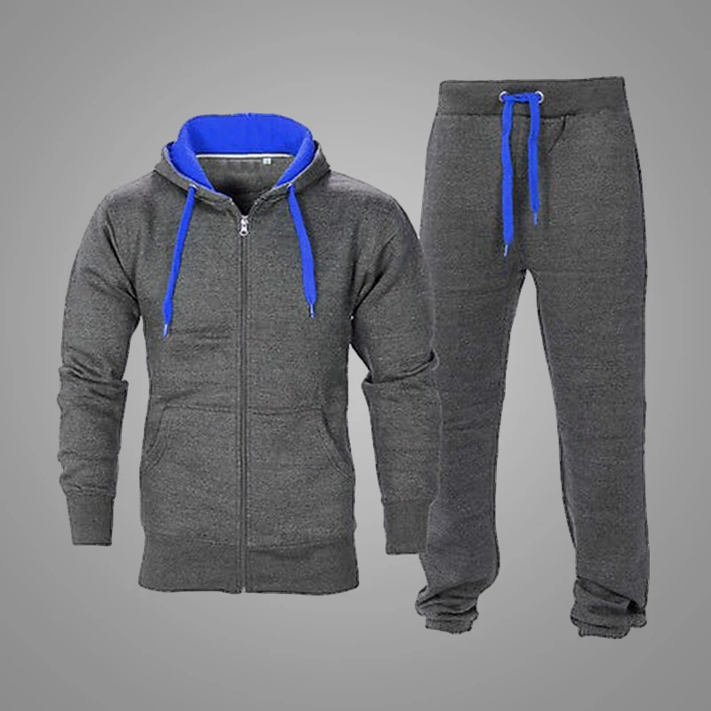 Plain Thicken Warm Winter Mens Tracksuit Set Wholesale Double Color Tracksuit Men 7