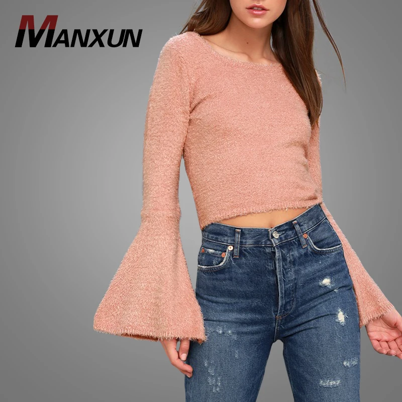 New Style High Quality Round Collar Sweatshirt Fashion Flare Sleeve Ladies Casual Blouse Elegant Fleece Women Clothing