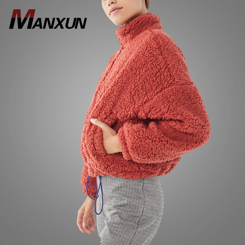 Wholesale China Fuzzy Drawstring Teddy Jacket Turtleneck Women Coat 2018